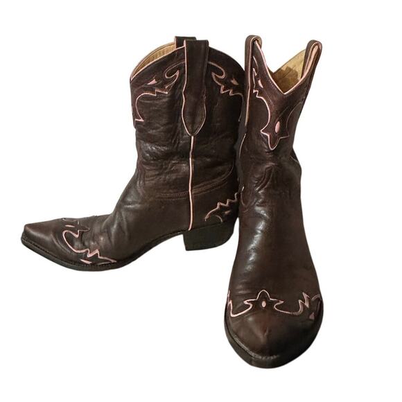 Vintage Old Gringo Women’s 10 B Chocolate Pink Leather Cowboy Boots Embroidered - Picture 9 of 9